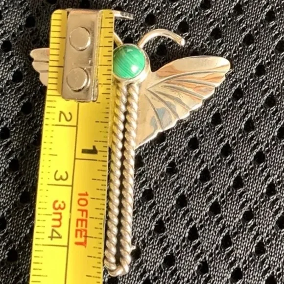 Sterling Malachite Dragonfly Pin. - Picture 5 of 6